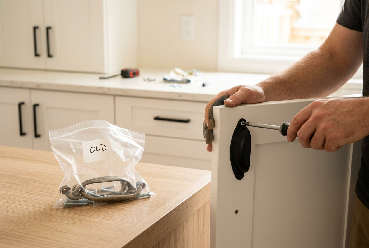 Swap the cabinet and door handles